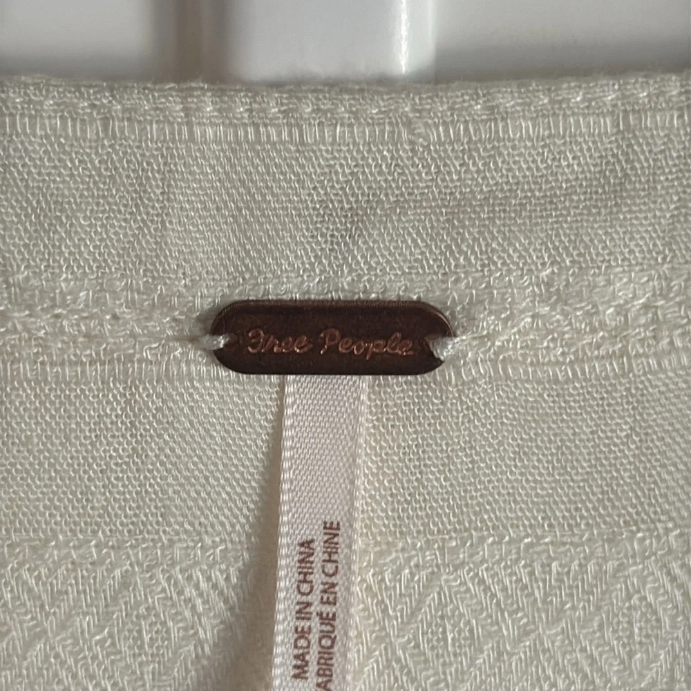 NWT FREE PEOPLE Women's White 'NOMAD' Peasant Boho Pintucked Mini Dress‎ Xs